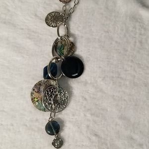 Long blue and silver necklace